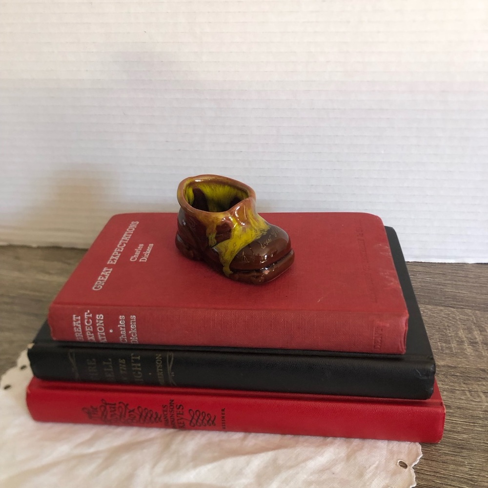 Vtg Drip Glaze Miniature Shoe Souvenir Collectible